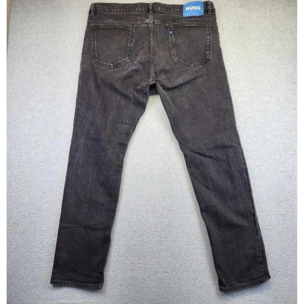 Hugo Boss Ash Mens 38x32 Slim Fit Dark Black Wash Denim